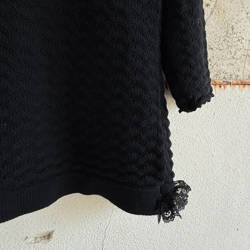 Vintage Michael Simon Cardigan Sweater Floral Ruffle Trim Textured Cardi Women M - Picture 4 of 7